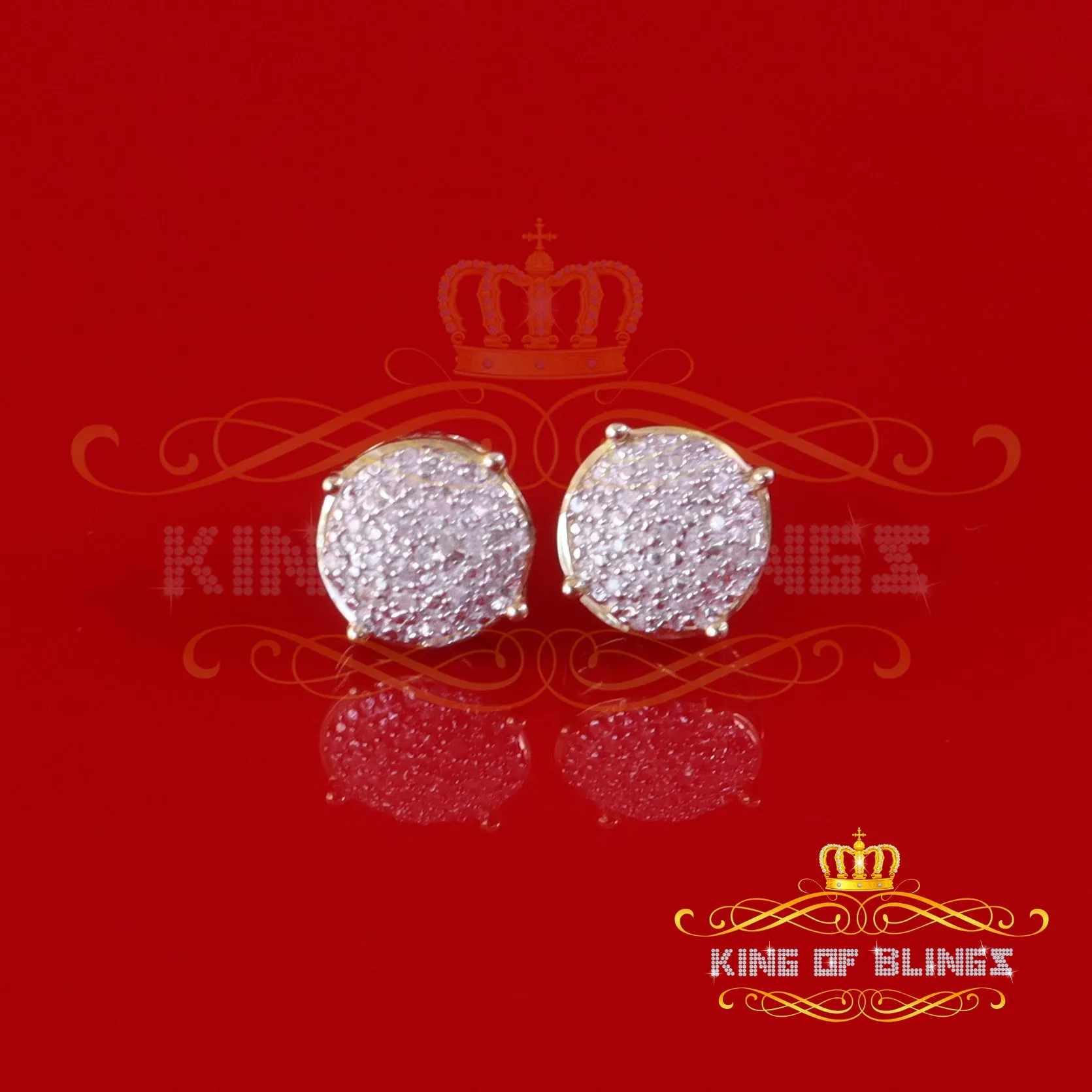 King Of Bling's 0.10ct Diamond 925 Sterling White Silver for Men's & Womens Stud Round Earrings