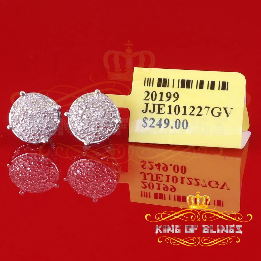King Of Bling's 0.10ct Diamond 925 Sterling White Silver for Men's & Womens Stud Round Earrings
