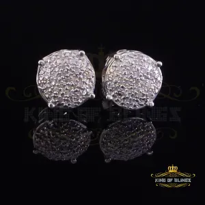 King Of Bling's 0.10ct Diamond 925 Sterling White Silver for Men's & Womens Stud Round Earrings
