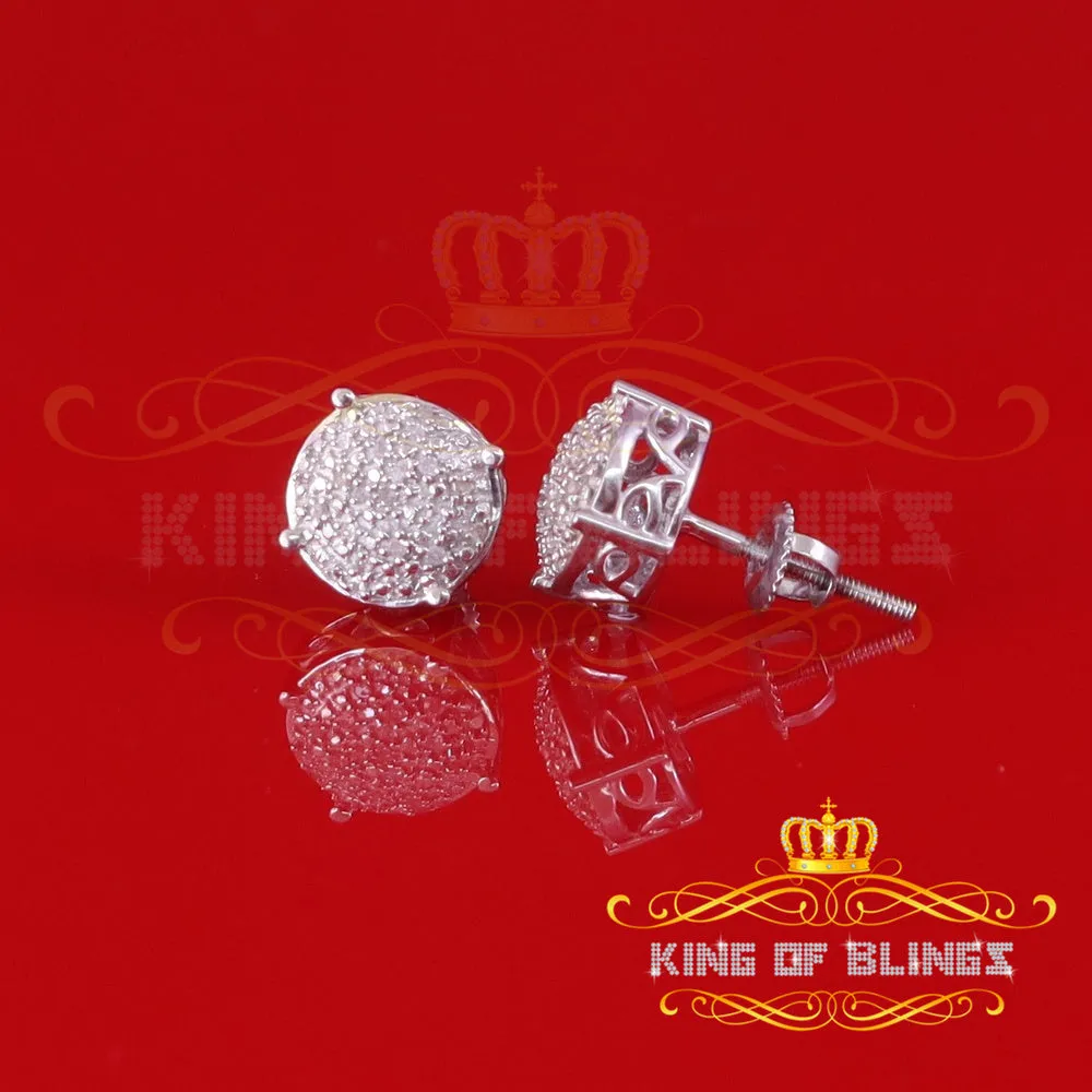 King Of Bling's 0.10ct Diamond 925 Sterling White Silver for Men's & Womens Stud Round Earrings