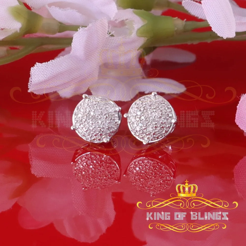 King Of Bling's 0.10ct Diamond 925 Sterling White Silver for Men's & Womens Stud Round Earrings