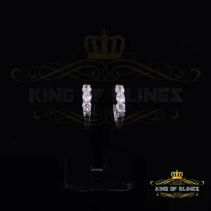 King of Bling's 0.66ct Cubic Zirconia Men'sHip Hop 925 Sterling Silver White Hoop Stud Earrings
