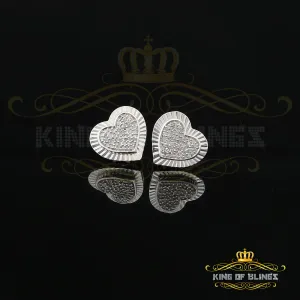 King Of Bling's Aretes Para Hombre Heart 925 White Silver 0.33ct Diamond Women's /Men's Earrings