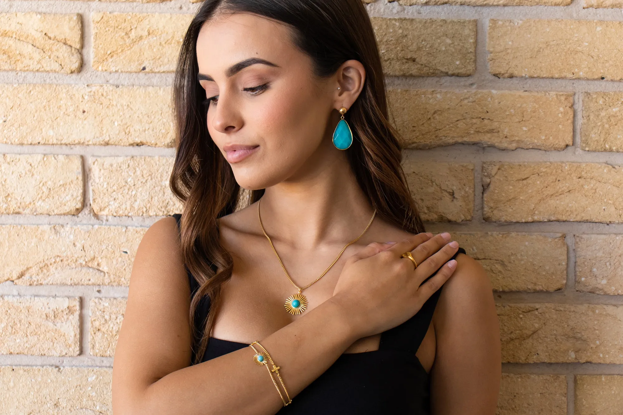 Lisa 14k gold plated turquoise necklace
