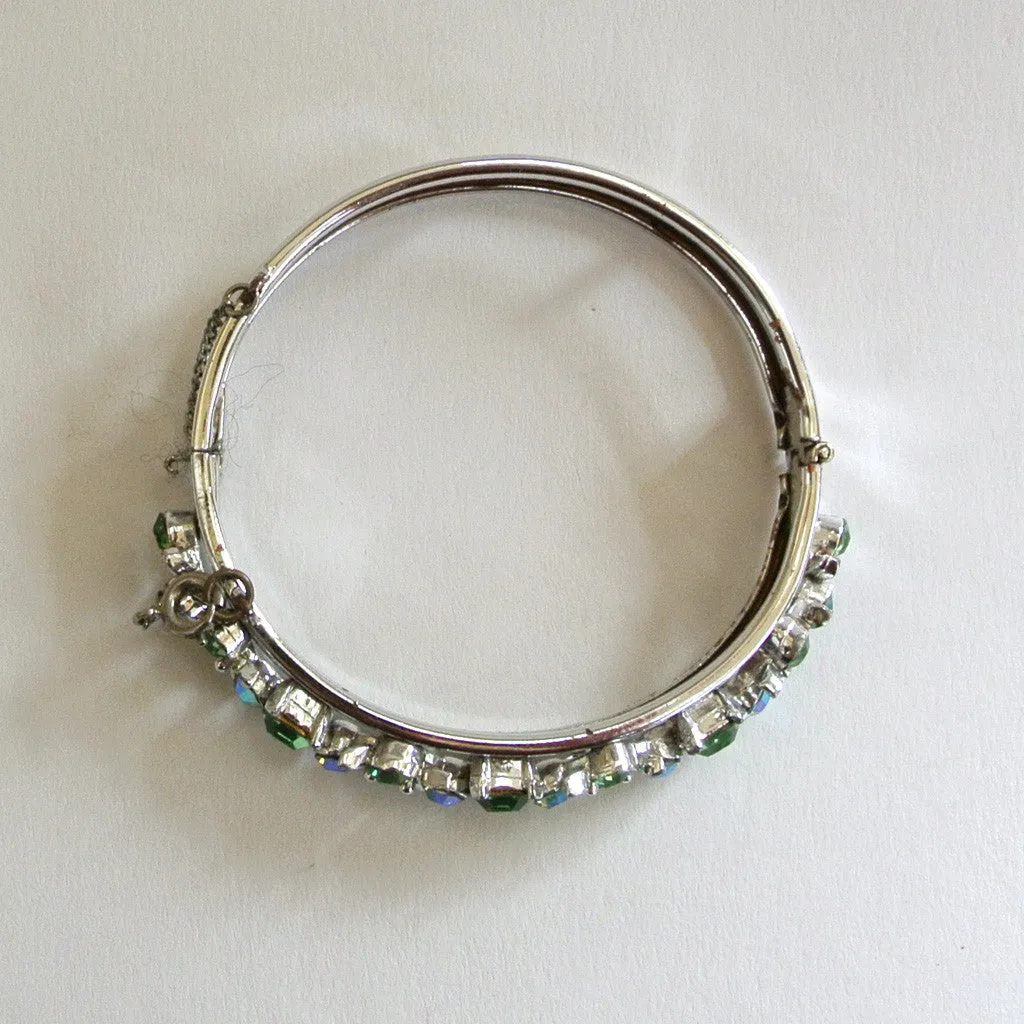 Lisner Green Rhinestone Bangle Bracelet
