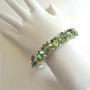 Lisner Green Rhinestone Bangle Bracelet