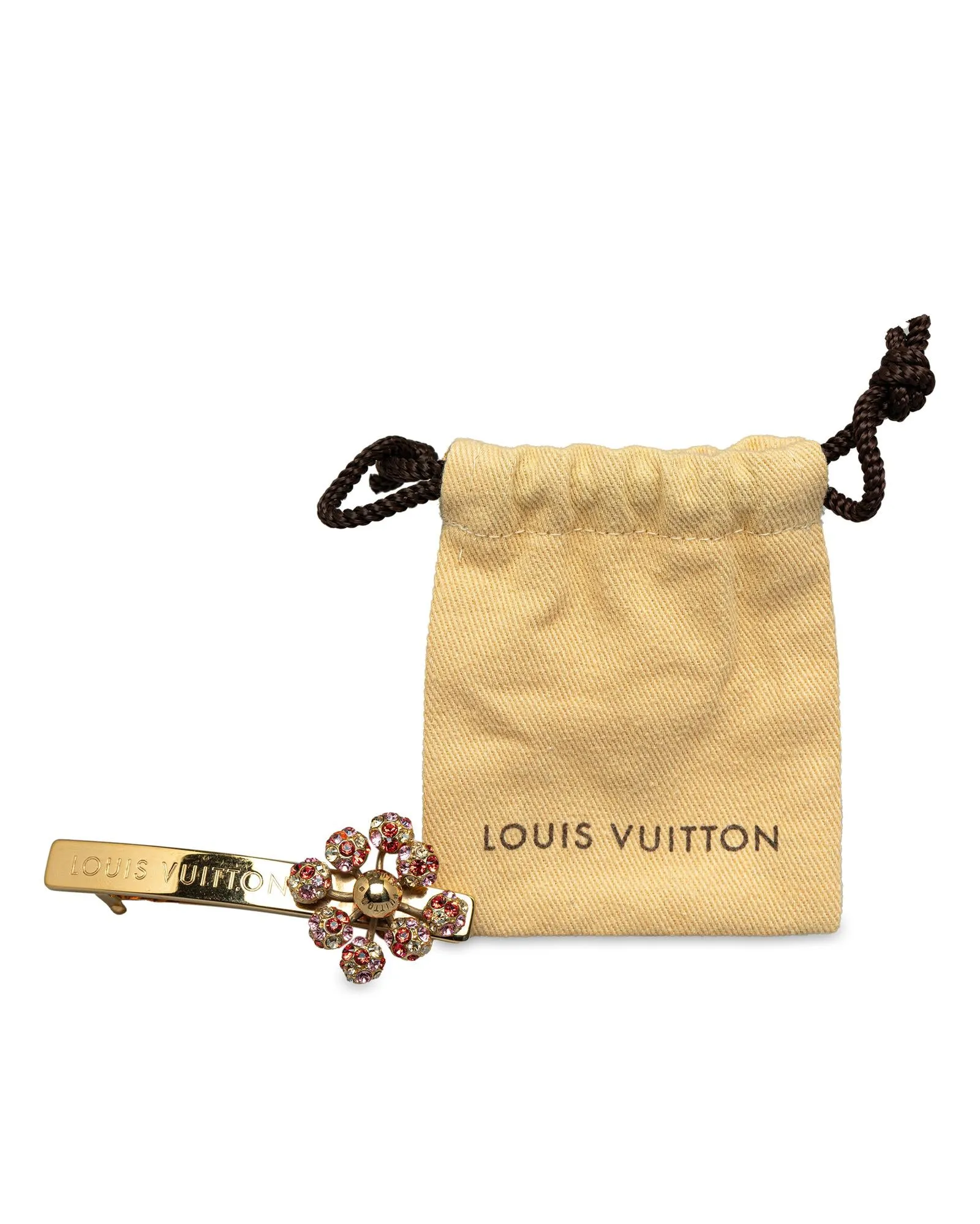 Louis Vuitton Gold Crystal Flower Hair Clip