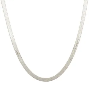 LUXE FEARLESS HERRINGBONE CHAIN 16.5 - 18" NECKLACE SILVER