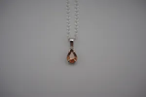 Malaia Garnet Necklace: Pear Cut, Silver Setting, Cable Chain