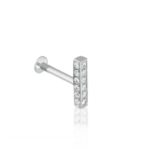 Maria Tash Square Diamond Pavé Bar Threaded Stud Earring