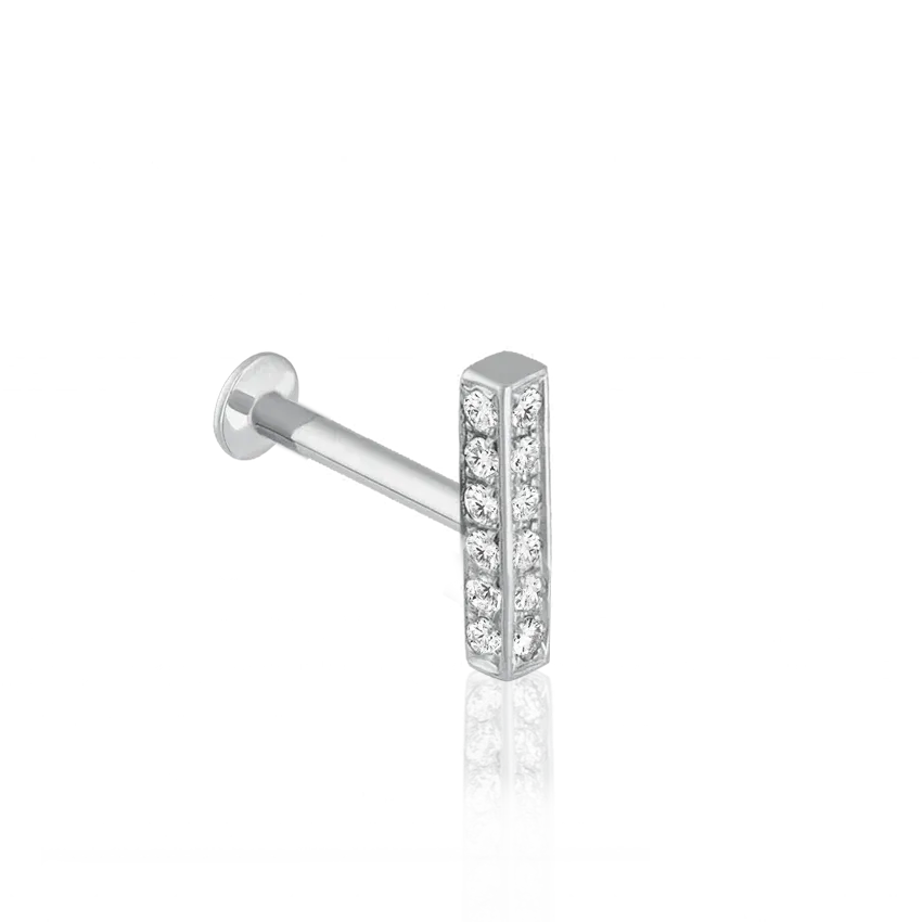 Maria Tash Square Diamond Pavé Bar Threaded Stud Earring