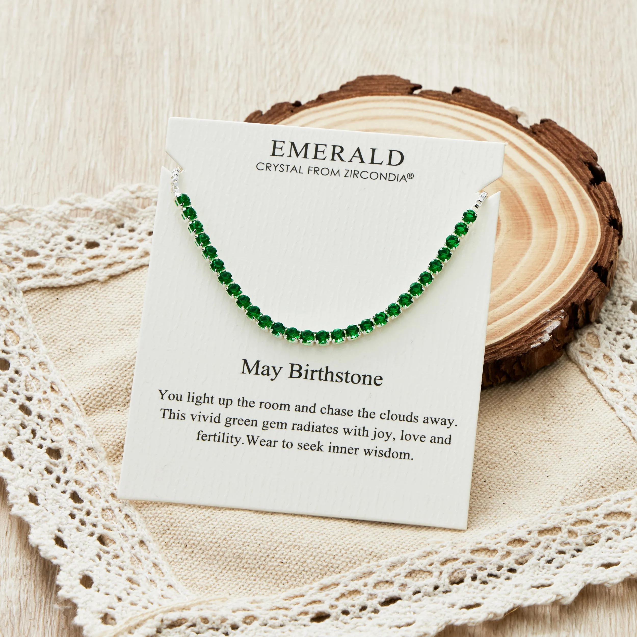 May Birthstone Friendship Bracelet with Emerald Zircondia® Crystals