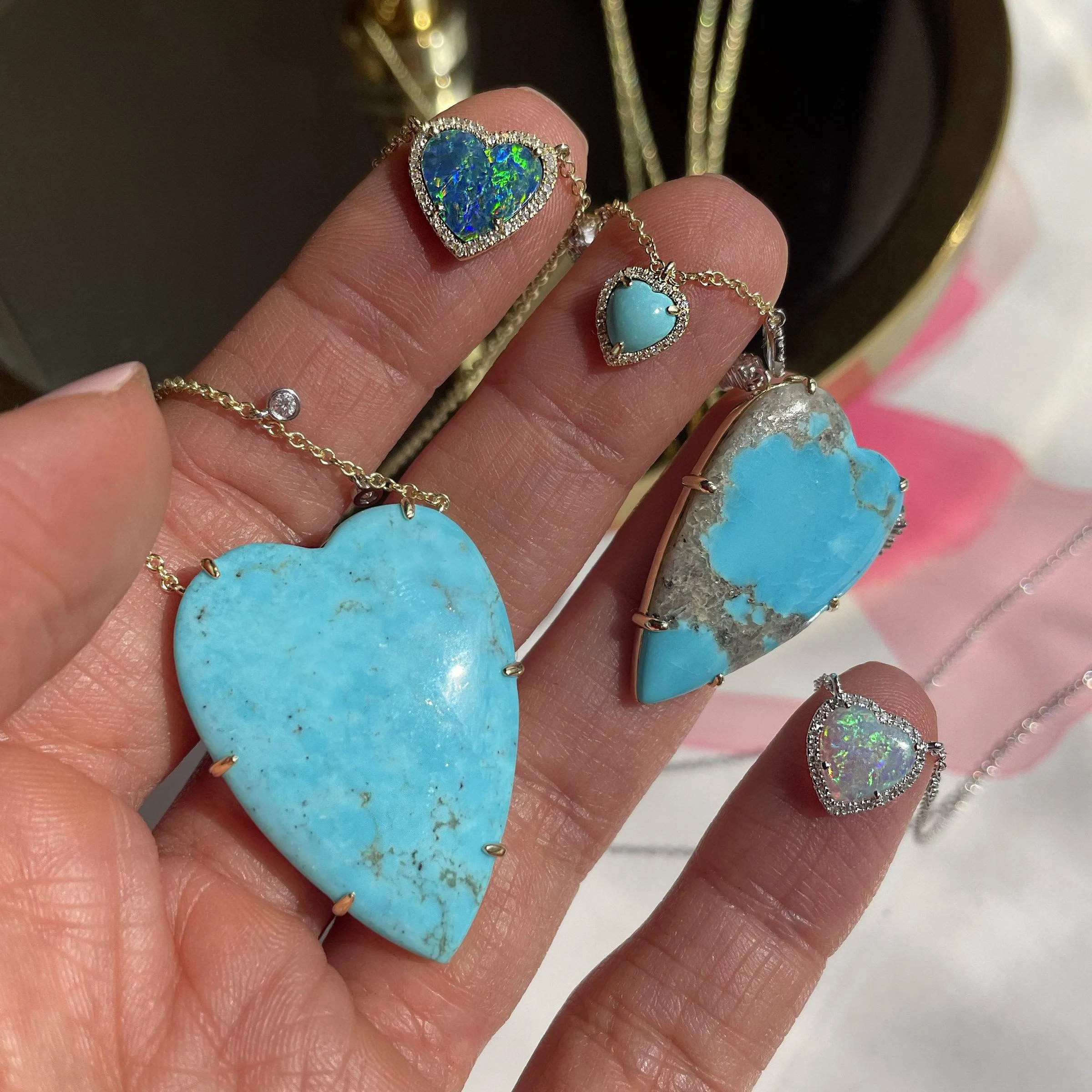 Meira T Turquoise  & Diamond Heart Necklace