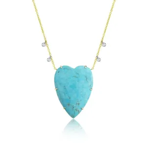 Meira T Turquoise  & Diamond Heart Necklace