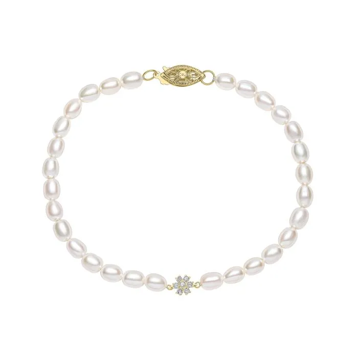 MILENA Seed Pearl and Flower Bracelet in 9ct Gold