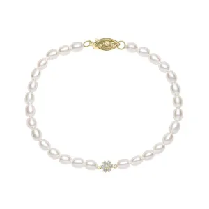 MILENA Seed Pearl and Flower Bracelet in 9ct Gold