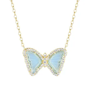 Mini Butterfly Necklace in Light Teal