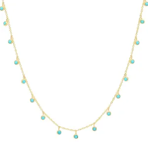 Mini Turquoise Bezel Dangle By-the-Inch Necklace