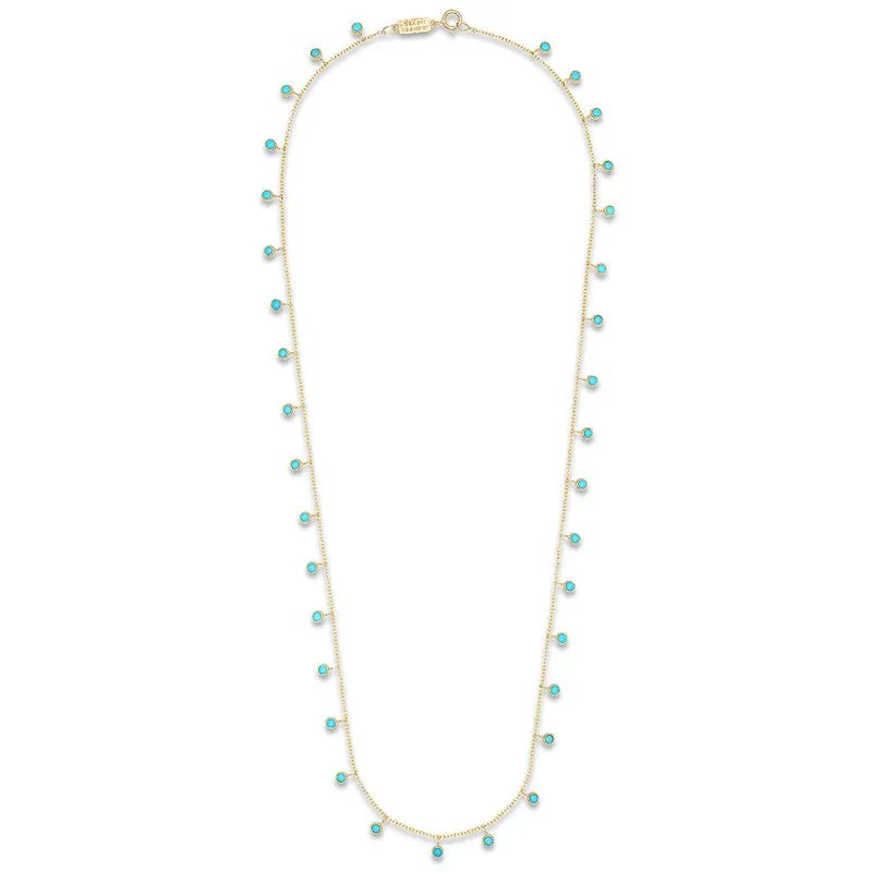 Mini Turquoise Bezel Dangle By-the-Inch Necklace