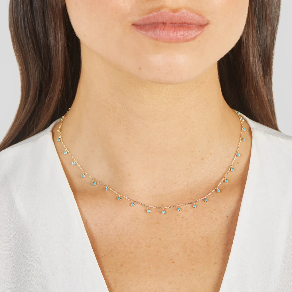 Mini Turquoise Bezel Dangle By-the-Inch Necklace