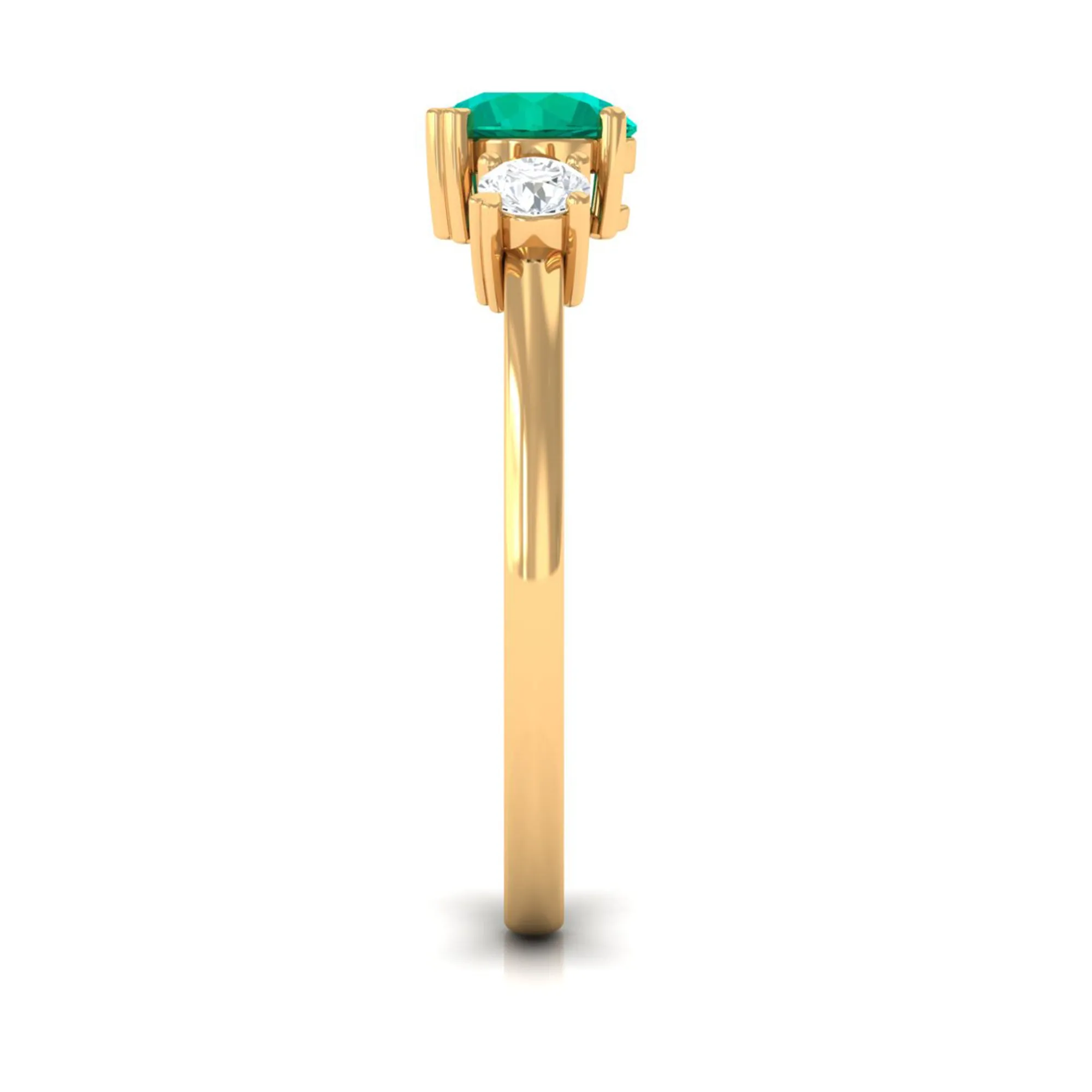 Minimal Promise Ring with Emerald and Diamond