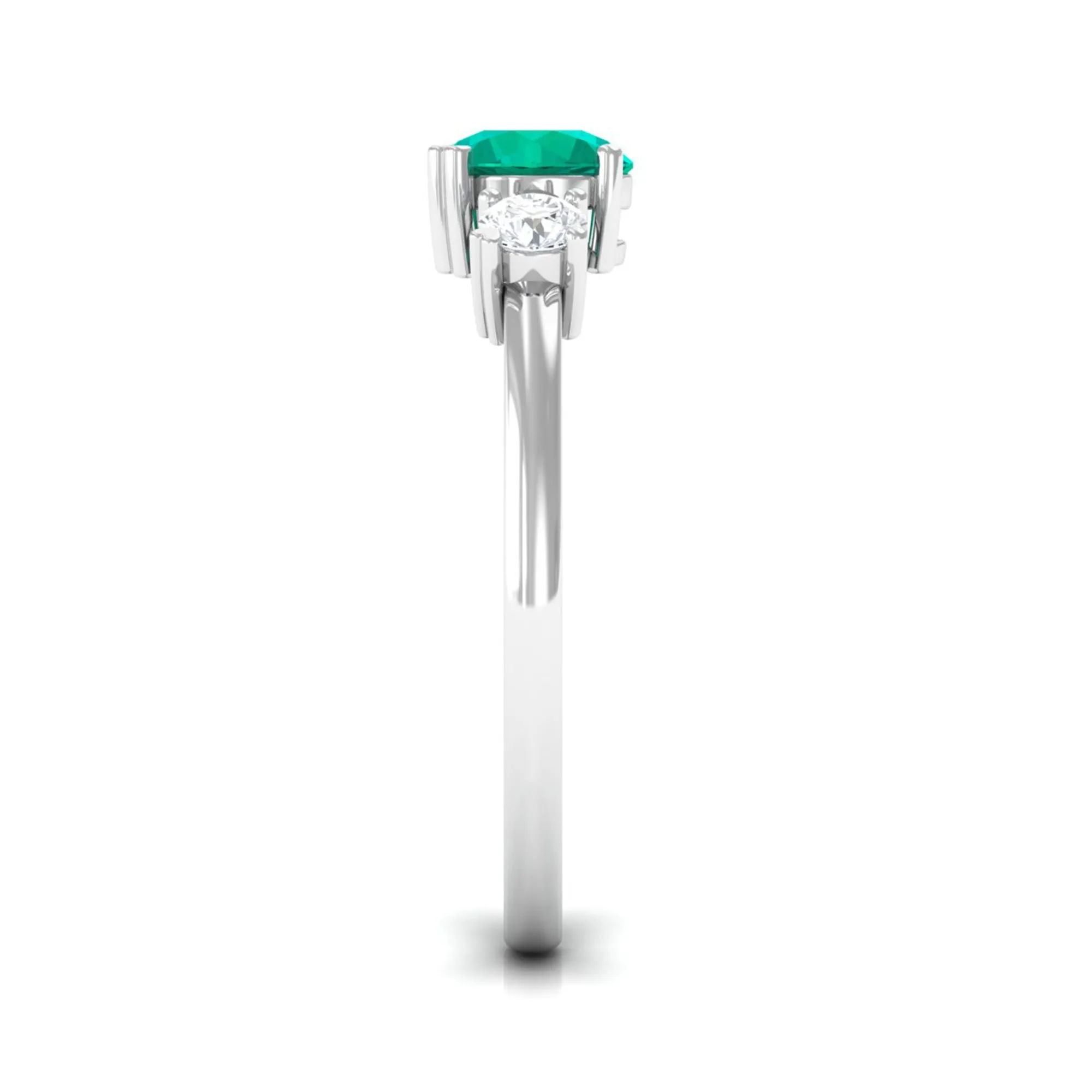Minimal Promise Ring with Emerald and Diamond