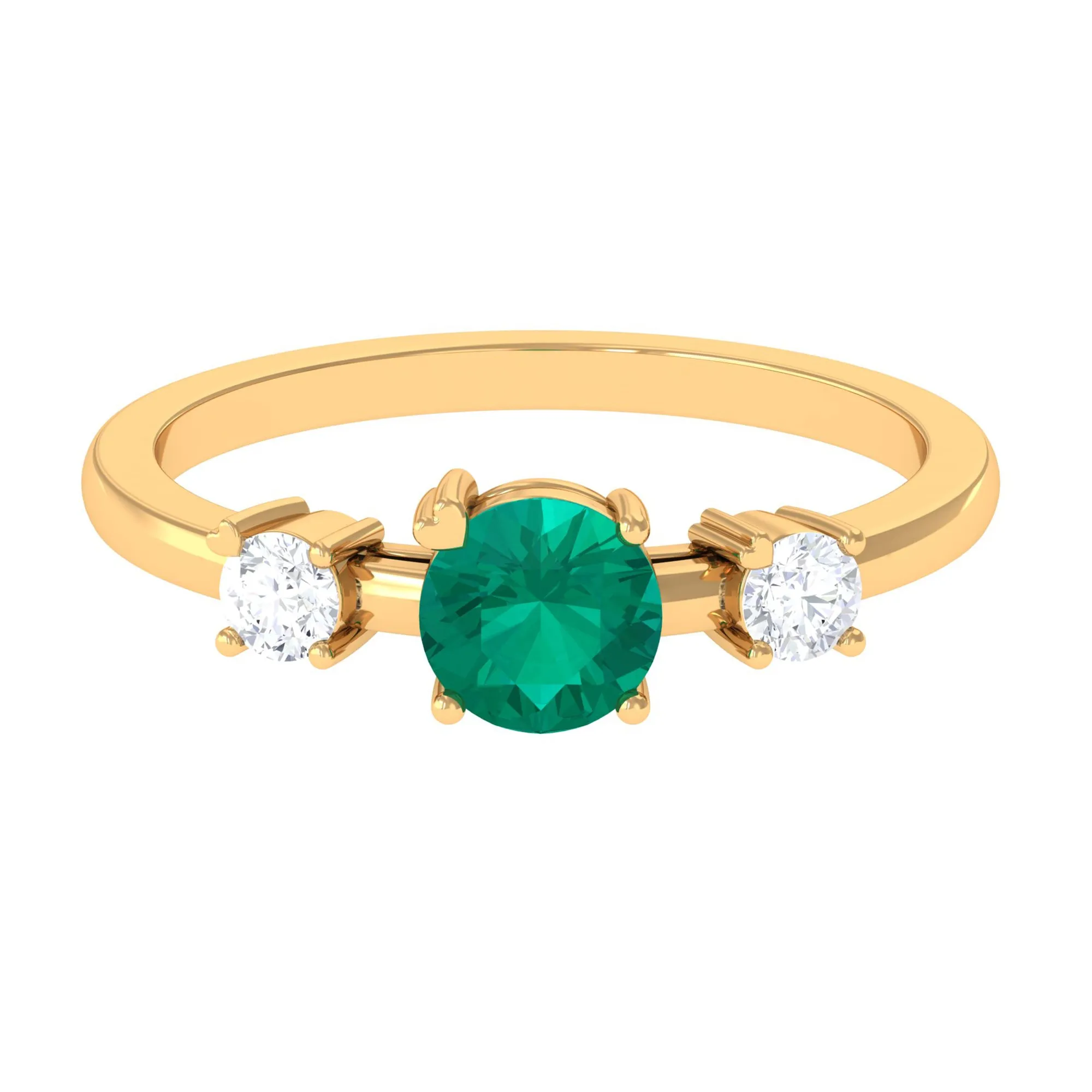 Minimal Promise Ring with Emerald and Diamond
