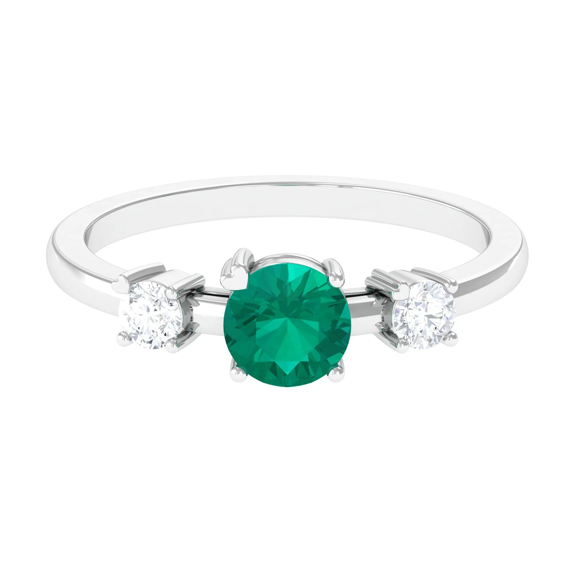 Minimal Promise Ring with Emerald and Diamond