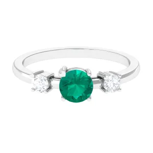 Minimal Promise Ring with Emerald and Diamond