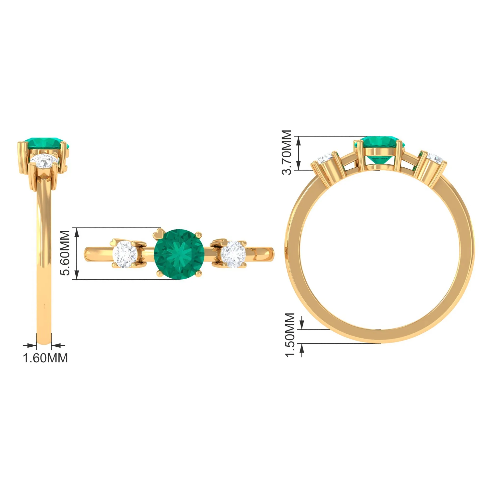 Minimal Promise Ring with Emerald and Diamond