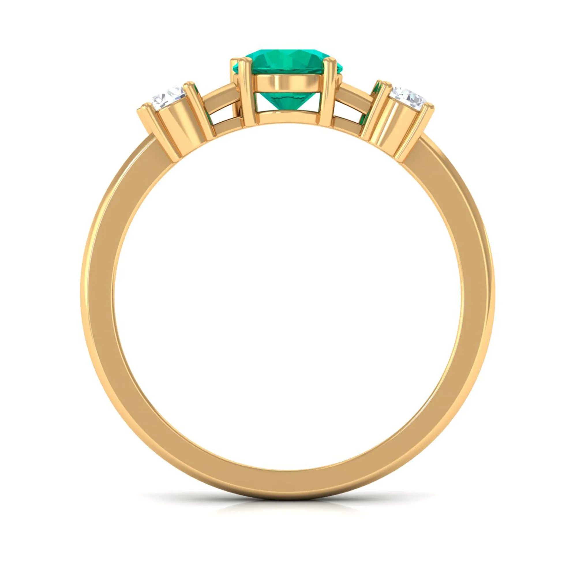 Minimal Promise Ring with Emerald and Diamond