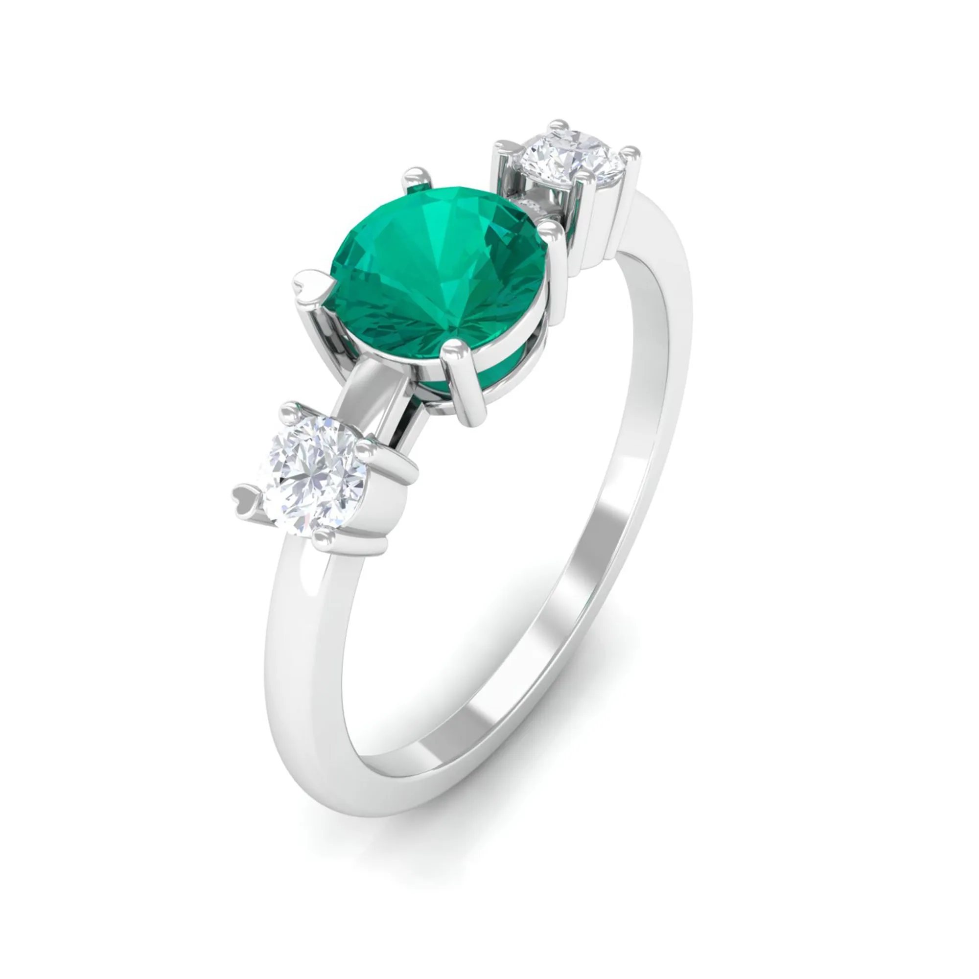 Minimal Promise Ring with Emerald and Diamond