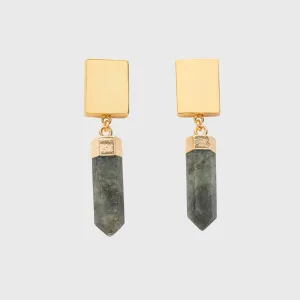 Modern quartz earrings, labradorite