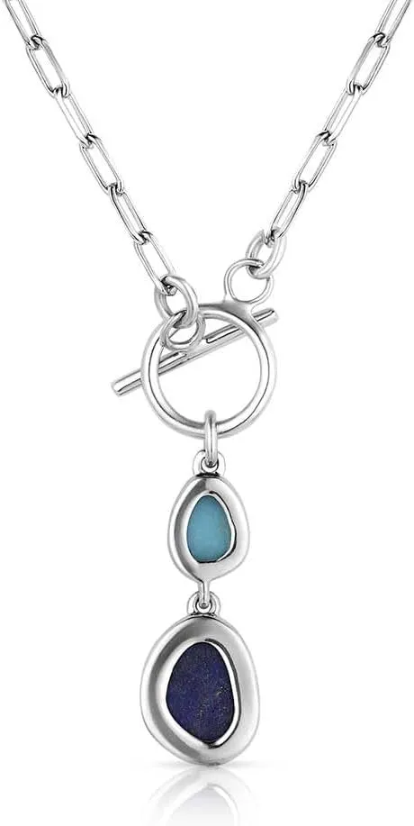 Montana Silversmiths Nature's Obsession Turquoise and Lapis Pendant Toggle Closure 20" Necklace