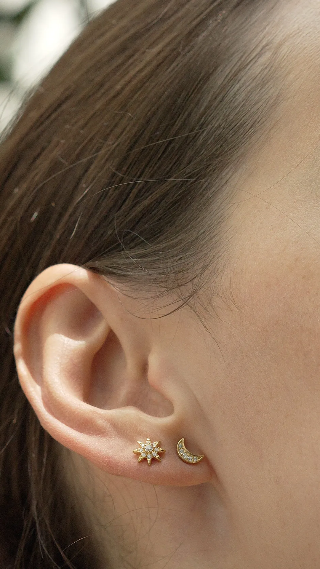 Moon Stud 18K Gold Vermeil