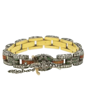 Mosaic Green Garnet Link Bracelet