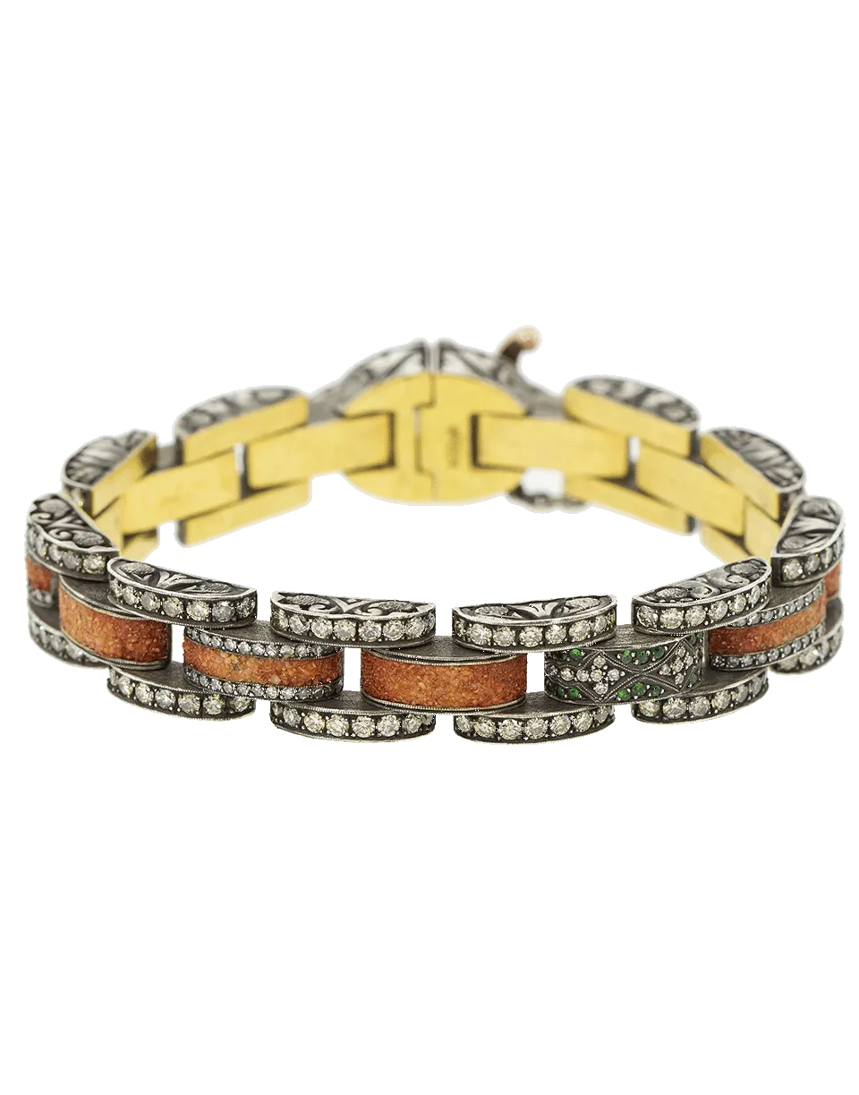 Mosaic Green Garnet Link Bracelet