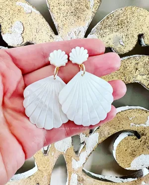 Mother of Pearl Double Shell Earrings