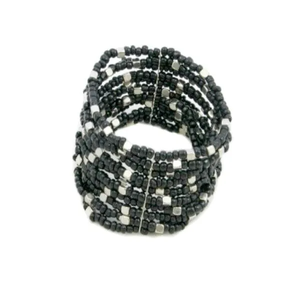 MULTI STRAND STRETCH CUFF BLACELET