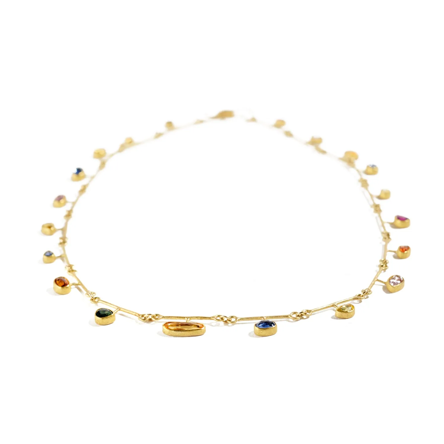 Multicolored Rose Cut Sapphire Necklace