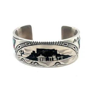Native American Sterling Silver and Inlay Cuff Bracelet at Regard Jewelry in Austin, Texas