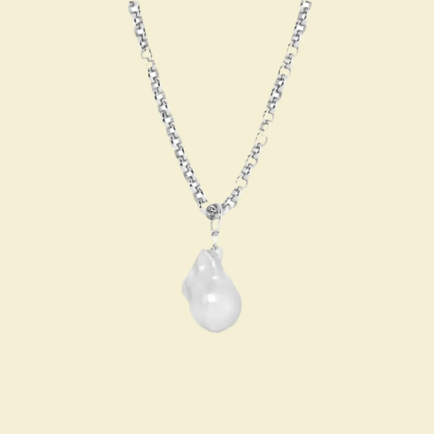 Natural Baroque Pearl Necklace with Chunky Sterling Silver Chain