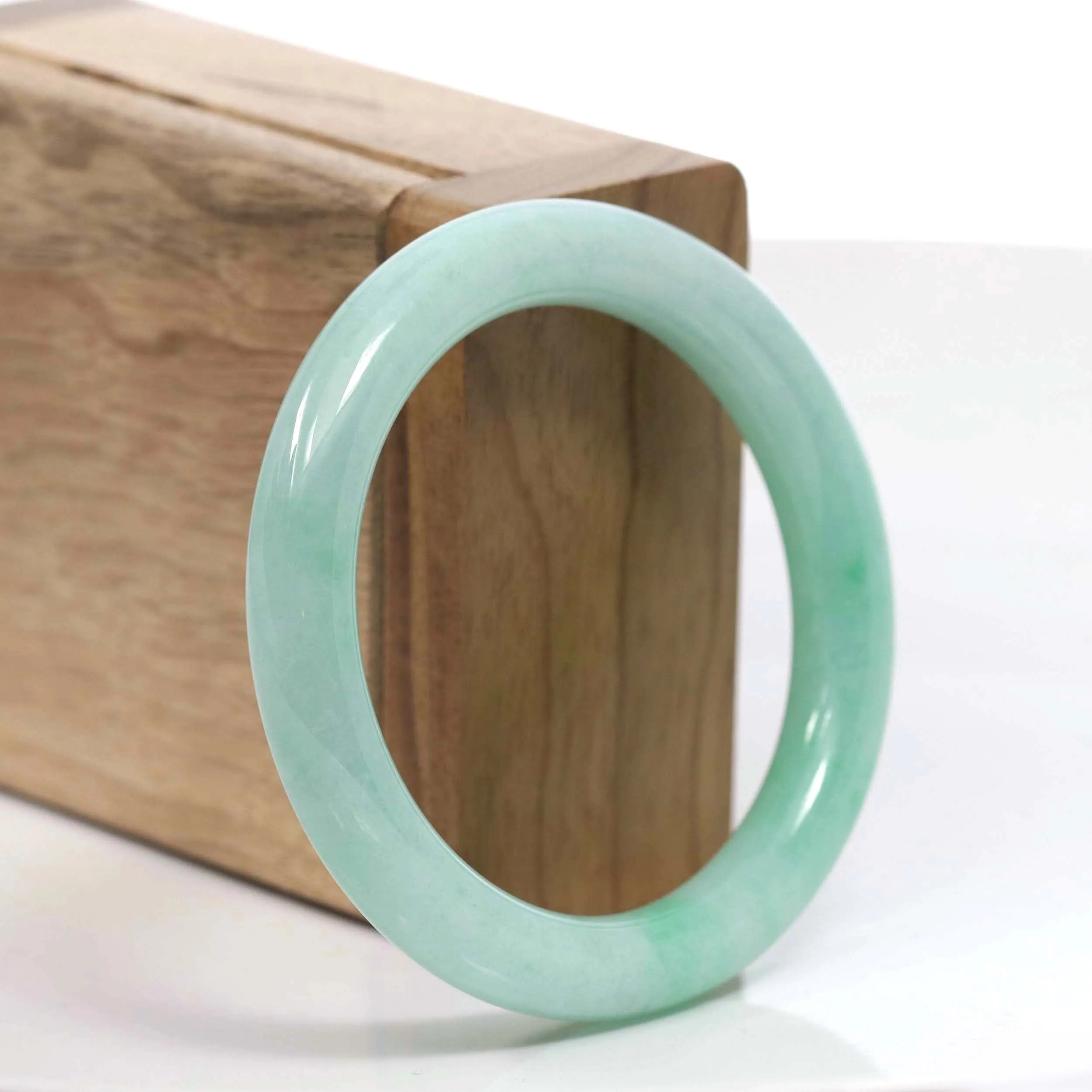 Natural Burmese Apple Green Jadeite Jade Bangle Bracelet (52.59mm) #T048