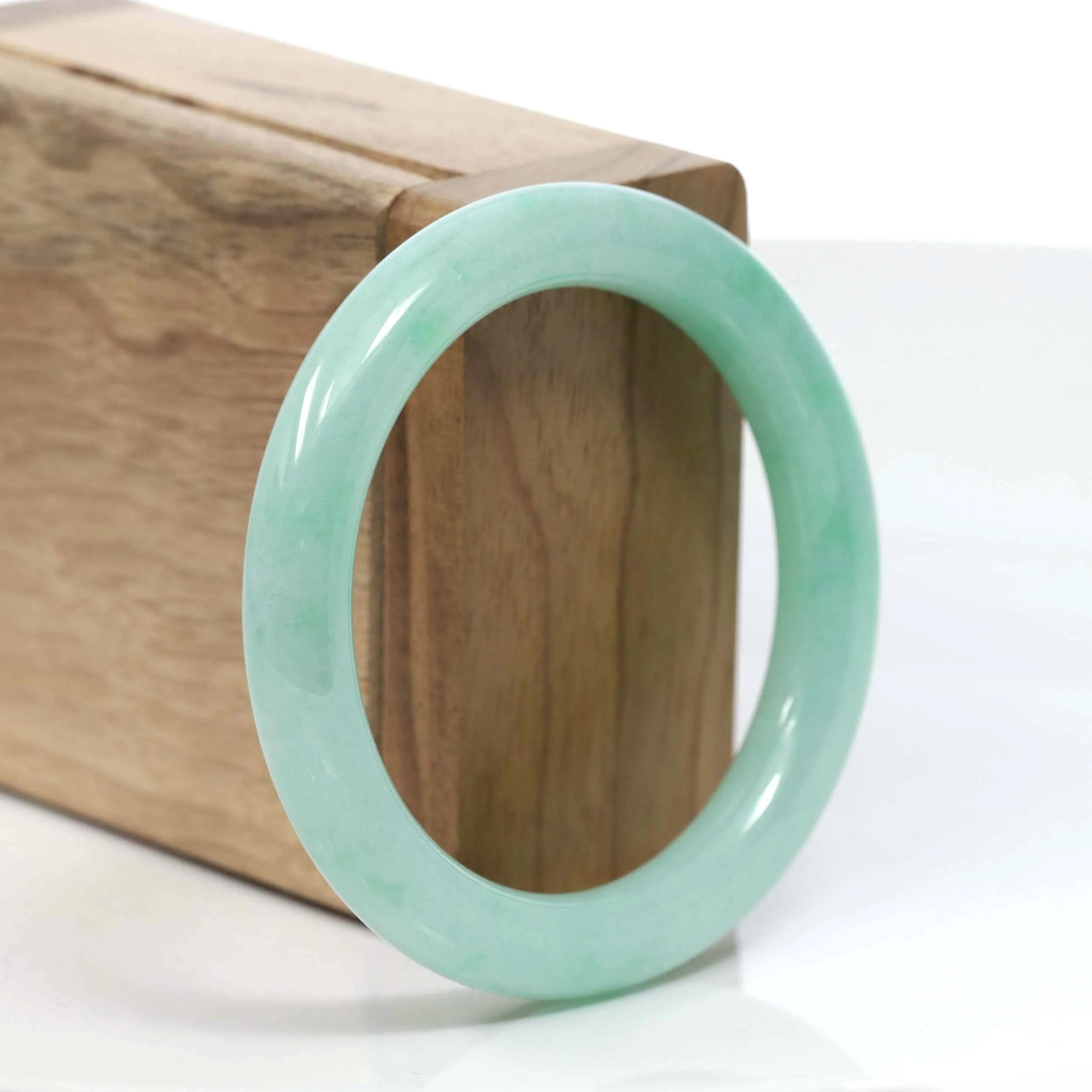 Natural Burmese Apple Green Jadeite Jade Bangle Bracelet (52.59mm) #T048