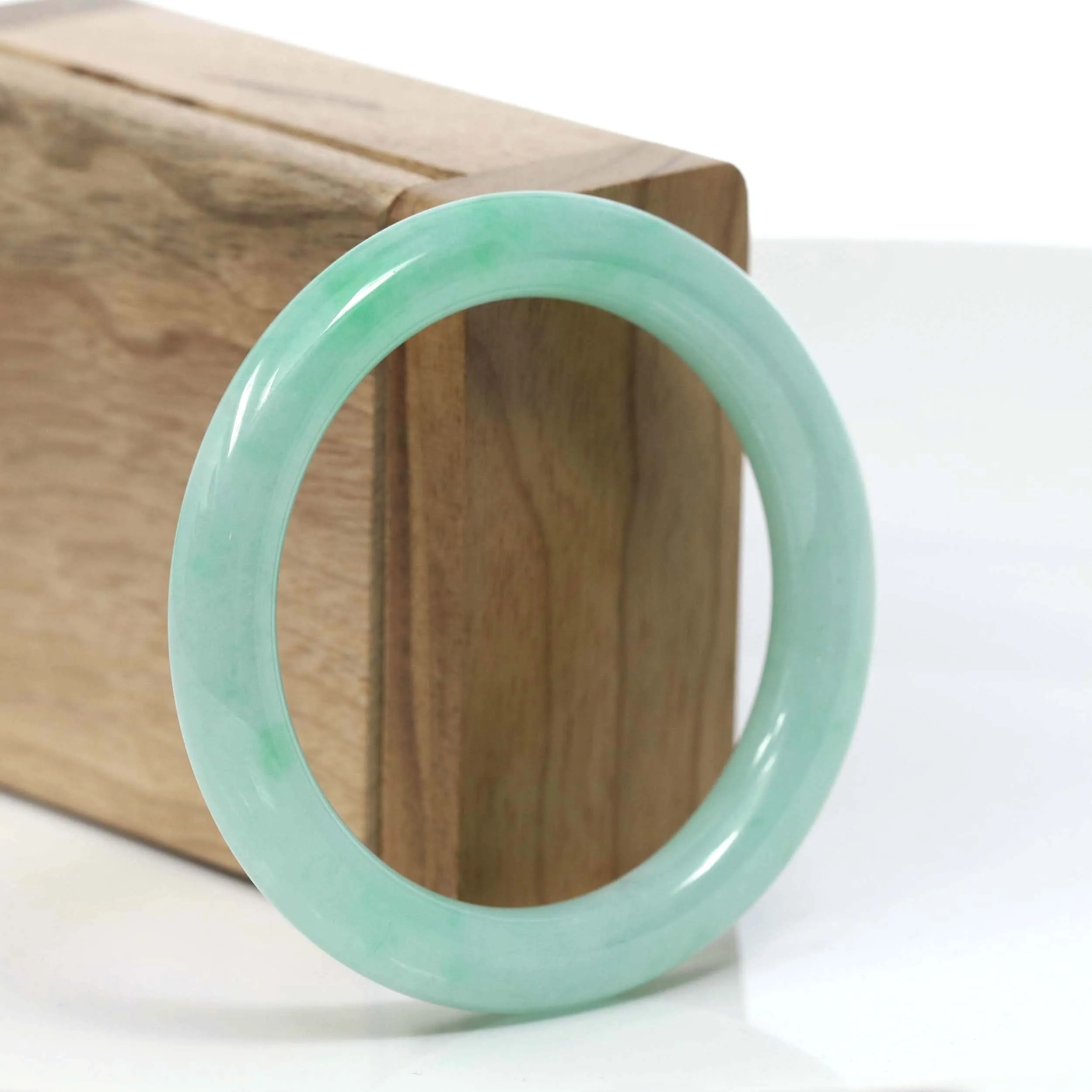 Natural Burmese Apple Green Jadeite Jade Bangle Bracelet (52.59mm) #T048