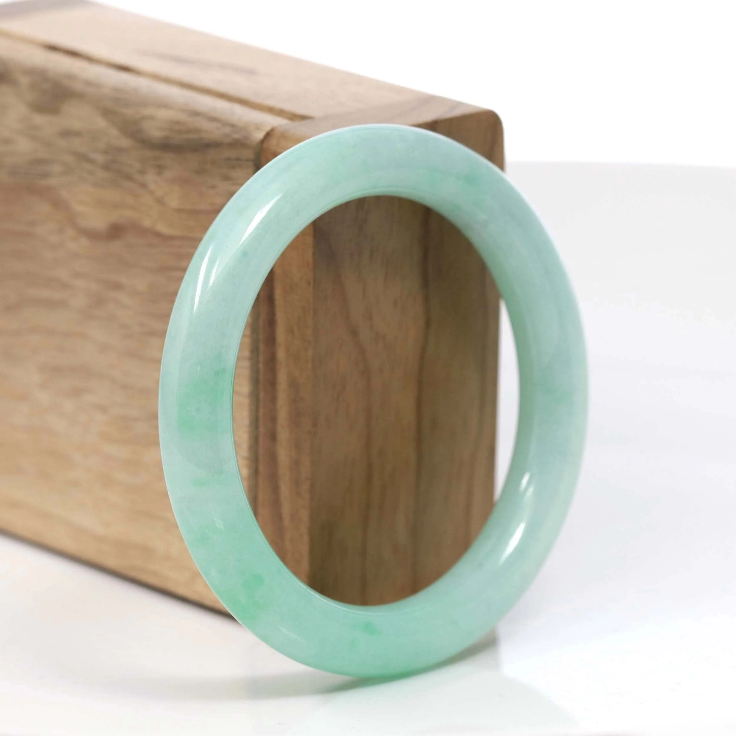 Natural Burmese Apple Green Jadeite Jade Bangle Bracelet (52.59mm) #T048