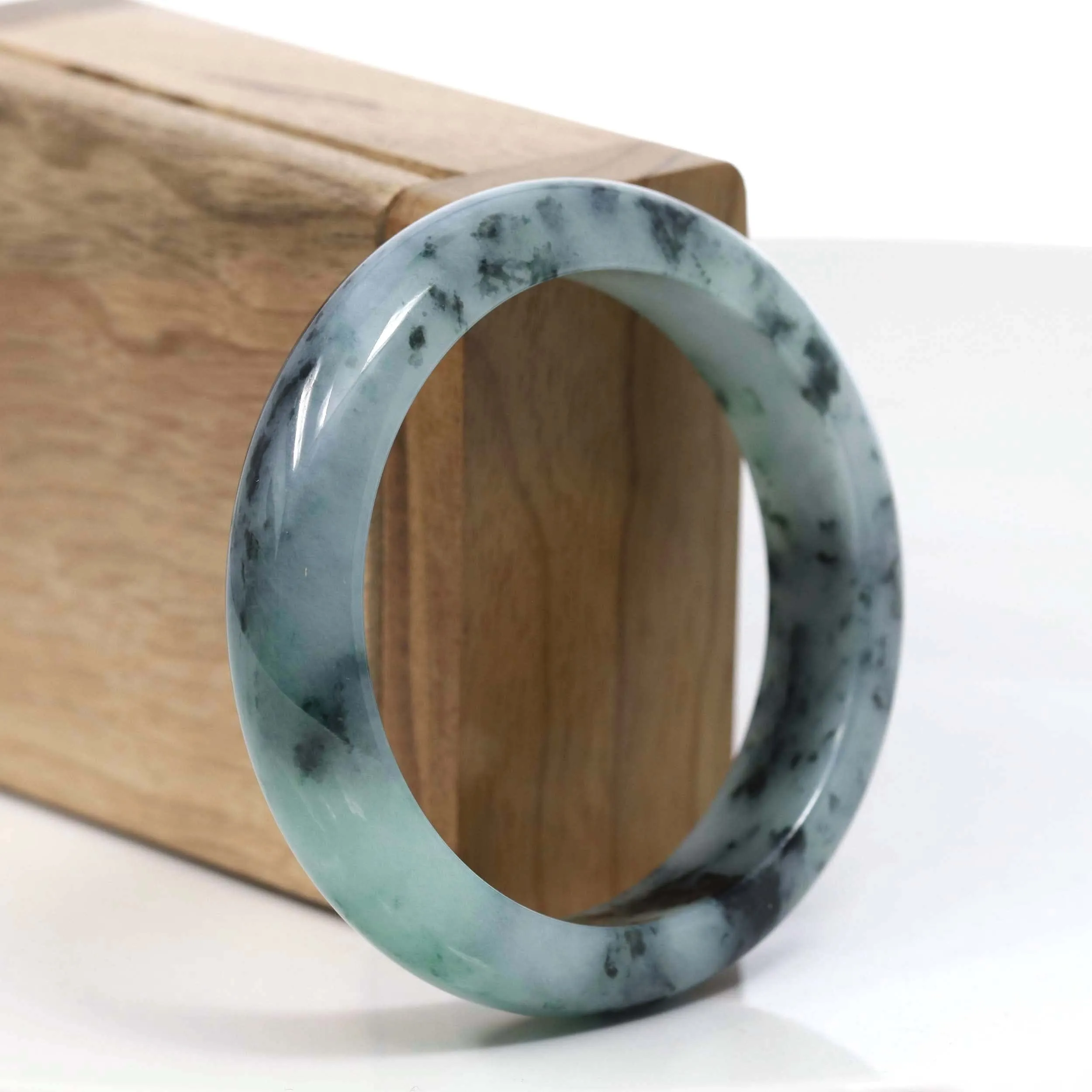 Natural Burmese Blue-green Jadeite Jade Bangle Bracelet (55.48mm)#T003