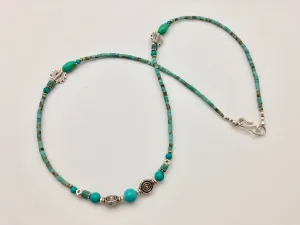 Nepali Serenity Turquoise & Silver Small Bead Necklace