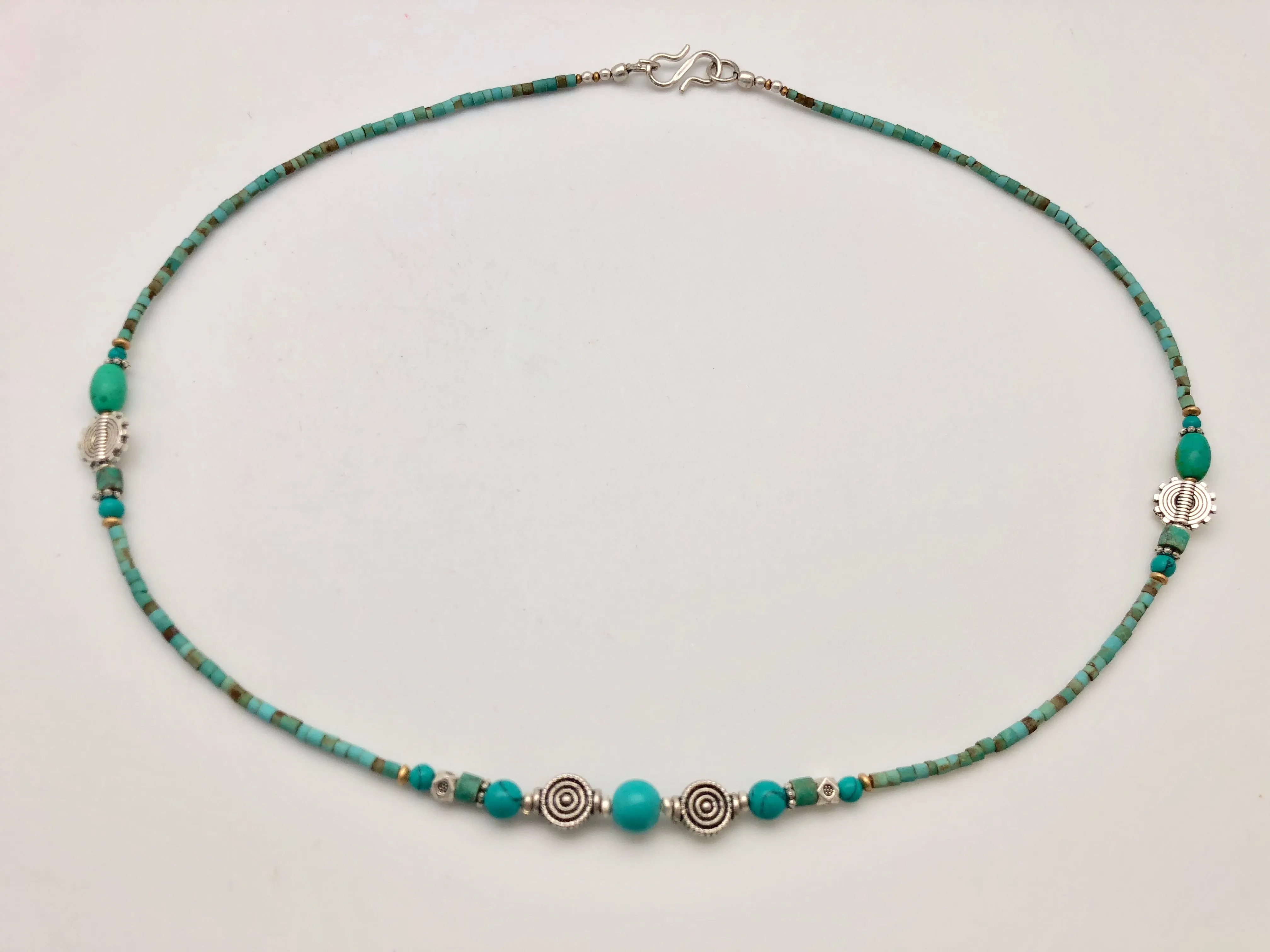 Nepali Serenity Turquoise & Silver Small Bead Necklace