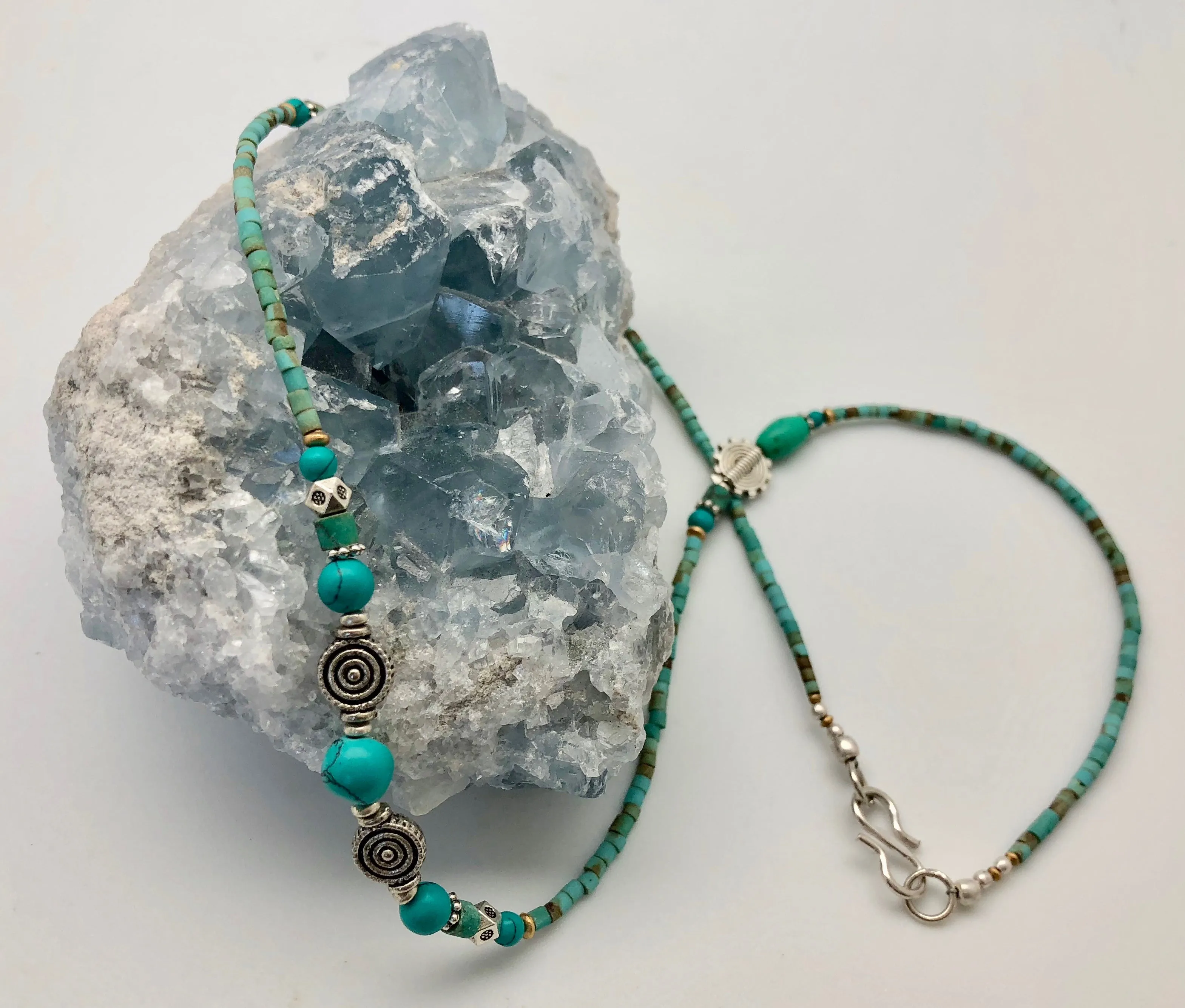 Nepali Serenity Turquoise & Silver Small Bead Necklace